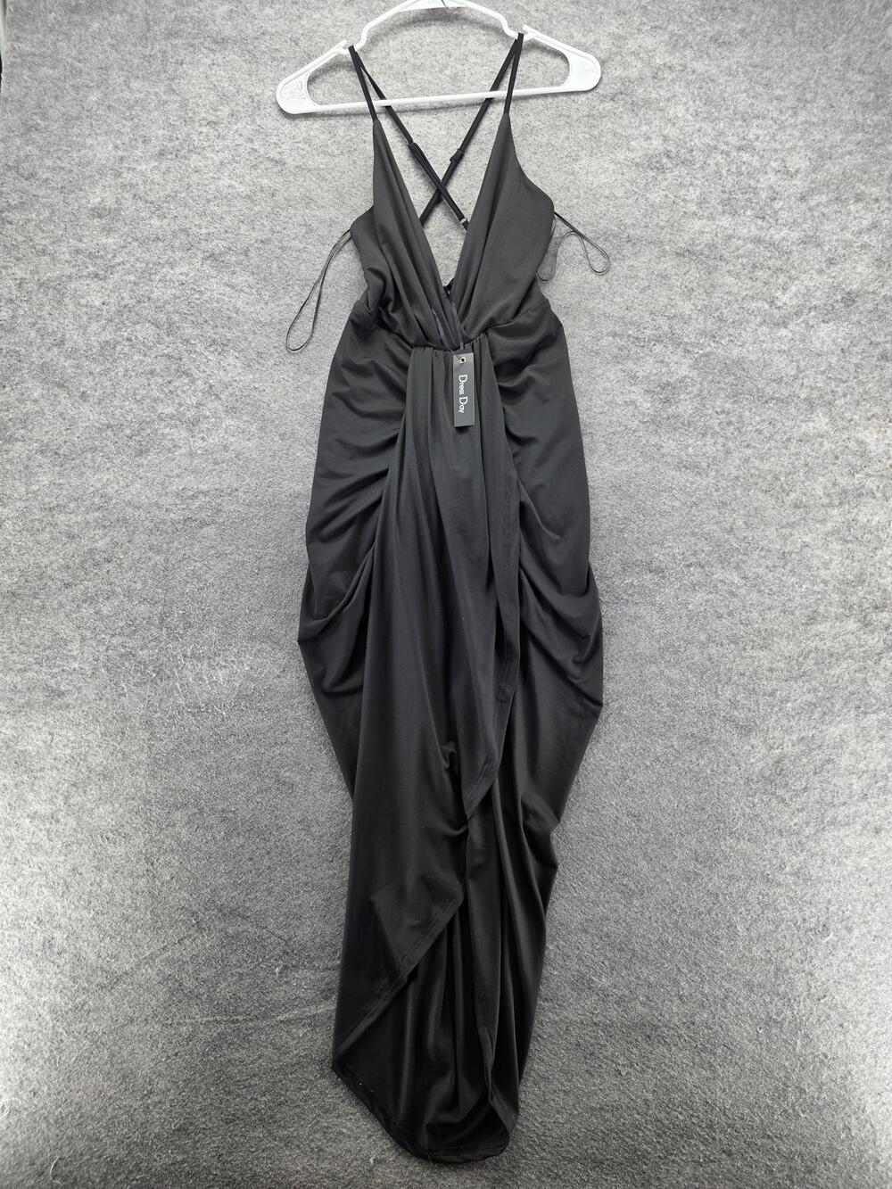 Dress Day Dress Womens Small Black Ruched Maxi Gown Spaghetti Strap Evening